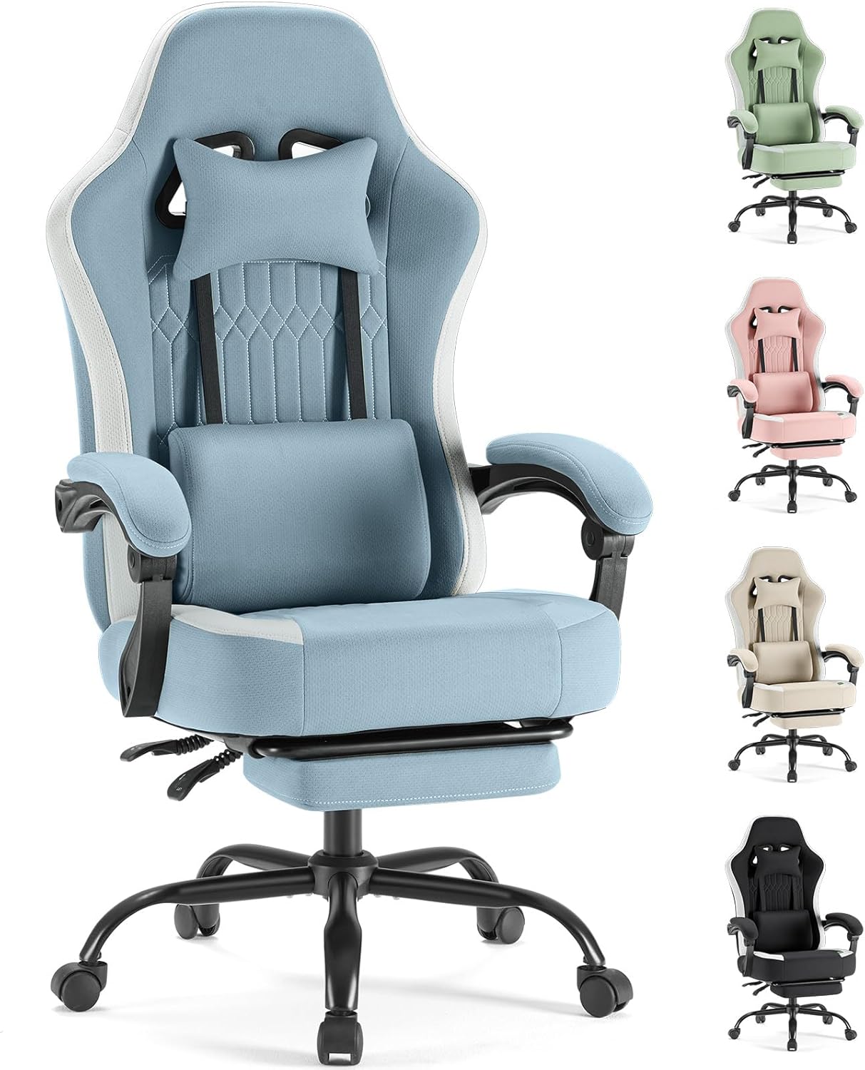 Sweetcrispy Computer Gaming Chair with Ergonomic Design and Footrest