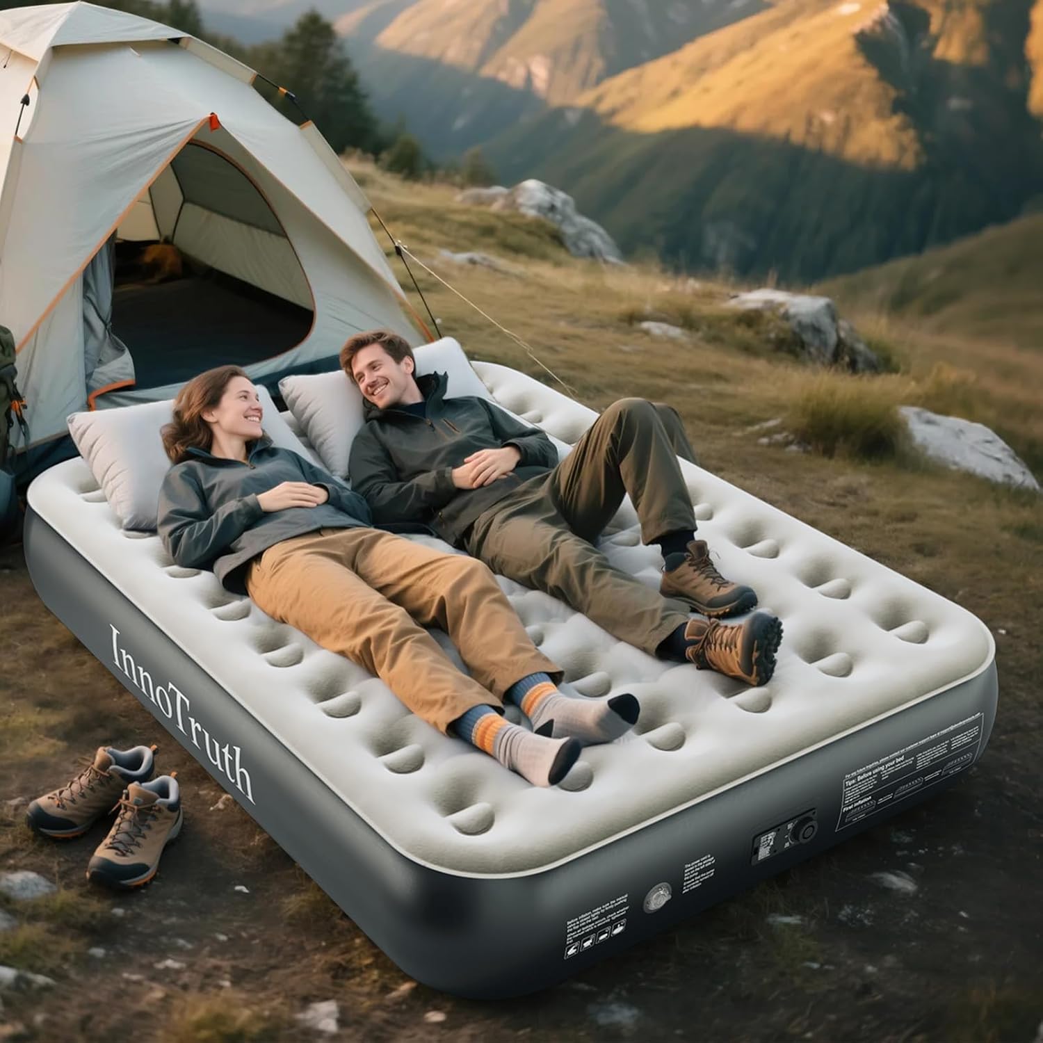 InnoTruth Queen Camping Air Mattress with Built-in Pump for Comfort