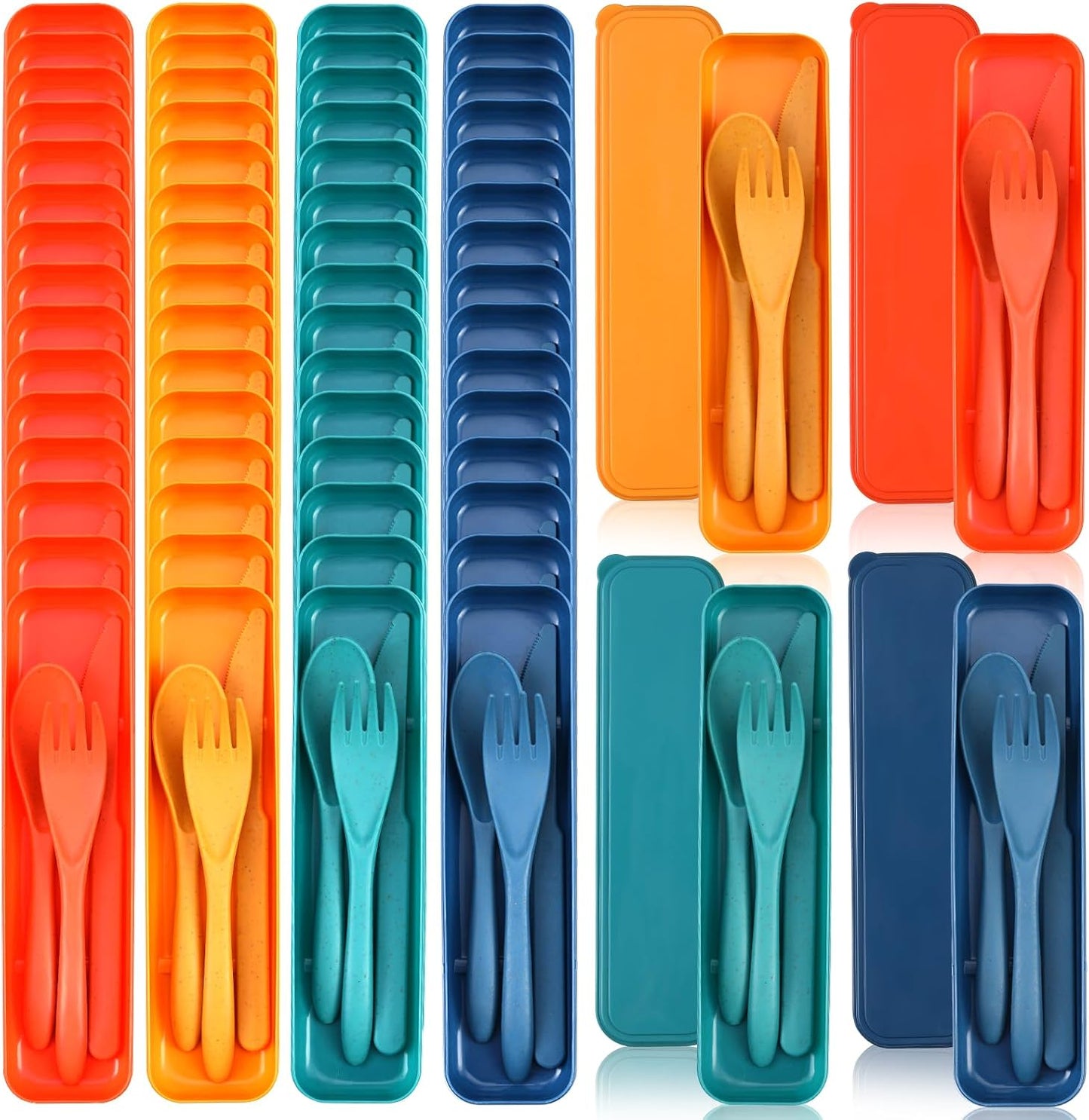 Jinei 50 Sets Reusable Travel Utensils Set for Camping and More