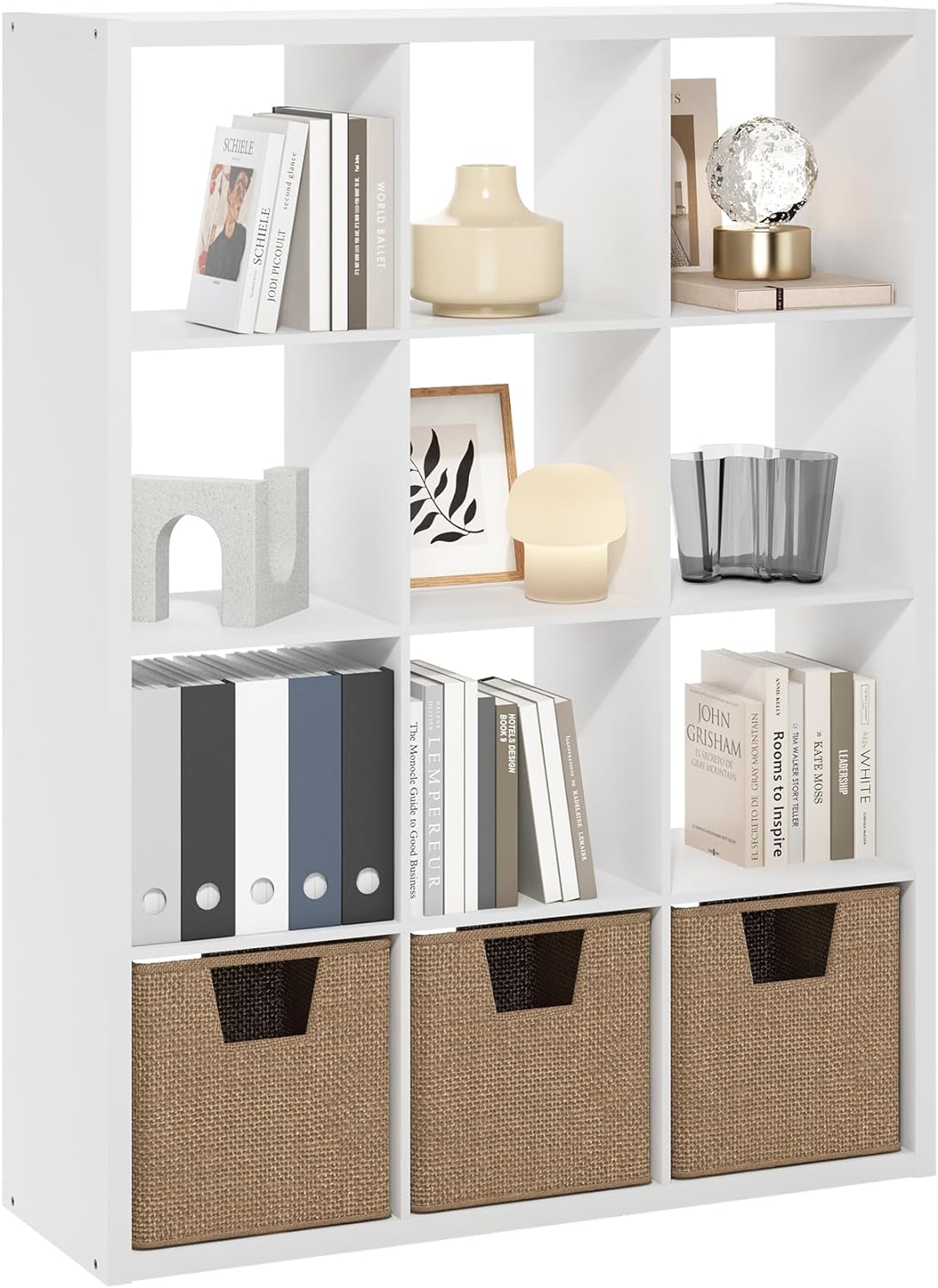 Furinno Cubicle Book Shelf - 12-Cube Thick Frame Bookshelf