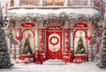 Red Christmas Candy Shop Photo Backdrop 10x8 ft - Festive Party Scene