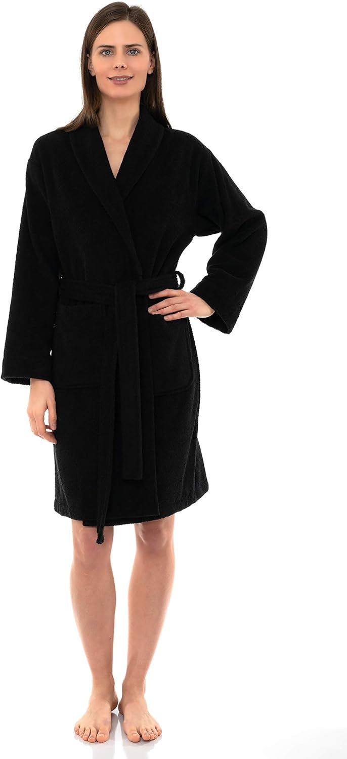 Luxurious Cotton Short Terry Shawl Bathrobe for Women
