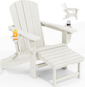 Adjustable Folding Adirondack Chair with Ottoman & Cup Holders