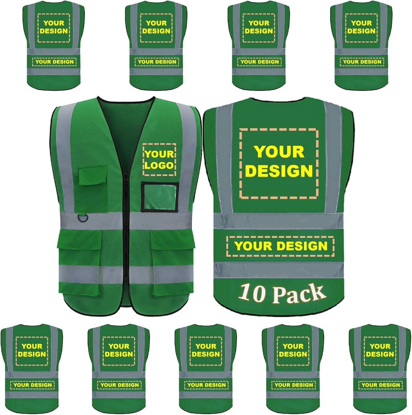 Custom Logo Safety Vest Class 2 High Visibility Reflective Gear