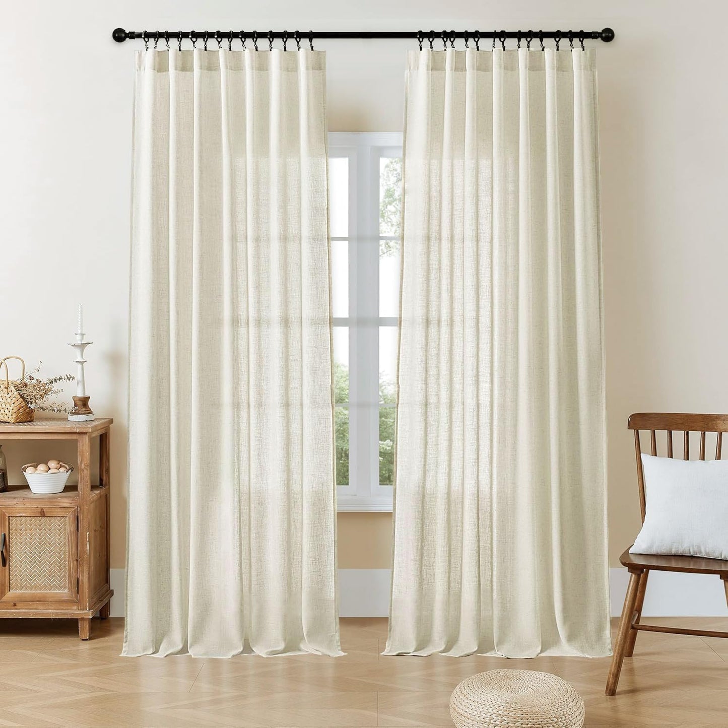 Joydeco Linen Curtains 90 Inch Length for Elegant Living Spaces