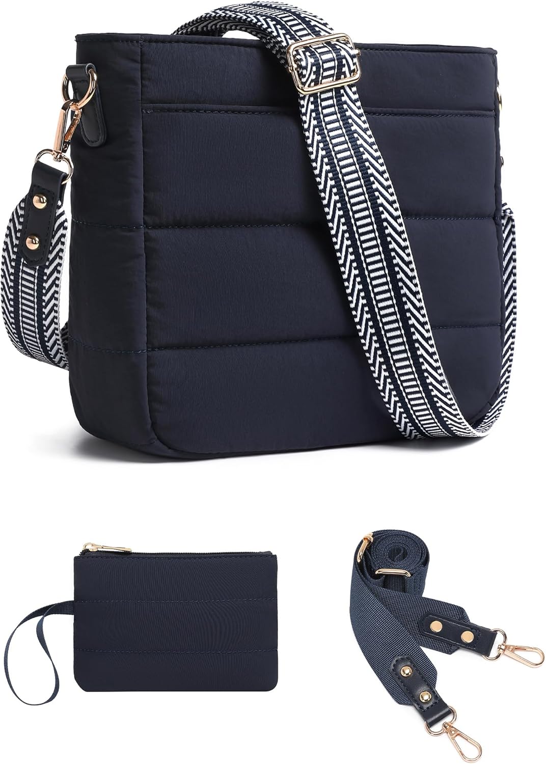 Purses for Women 2PCS Puffer Quilted Crossbody Shoulder Bags