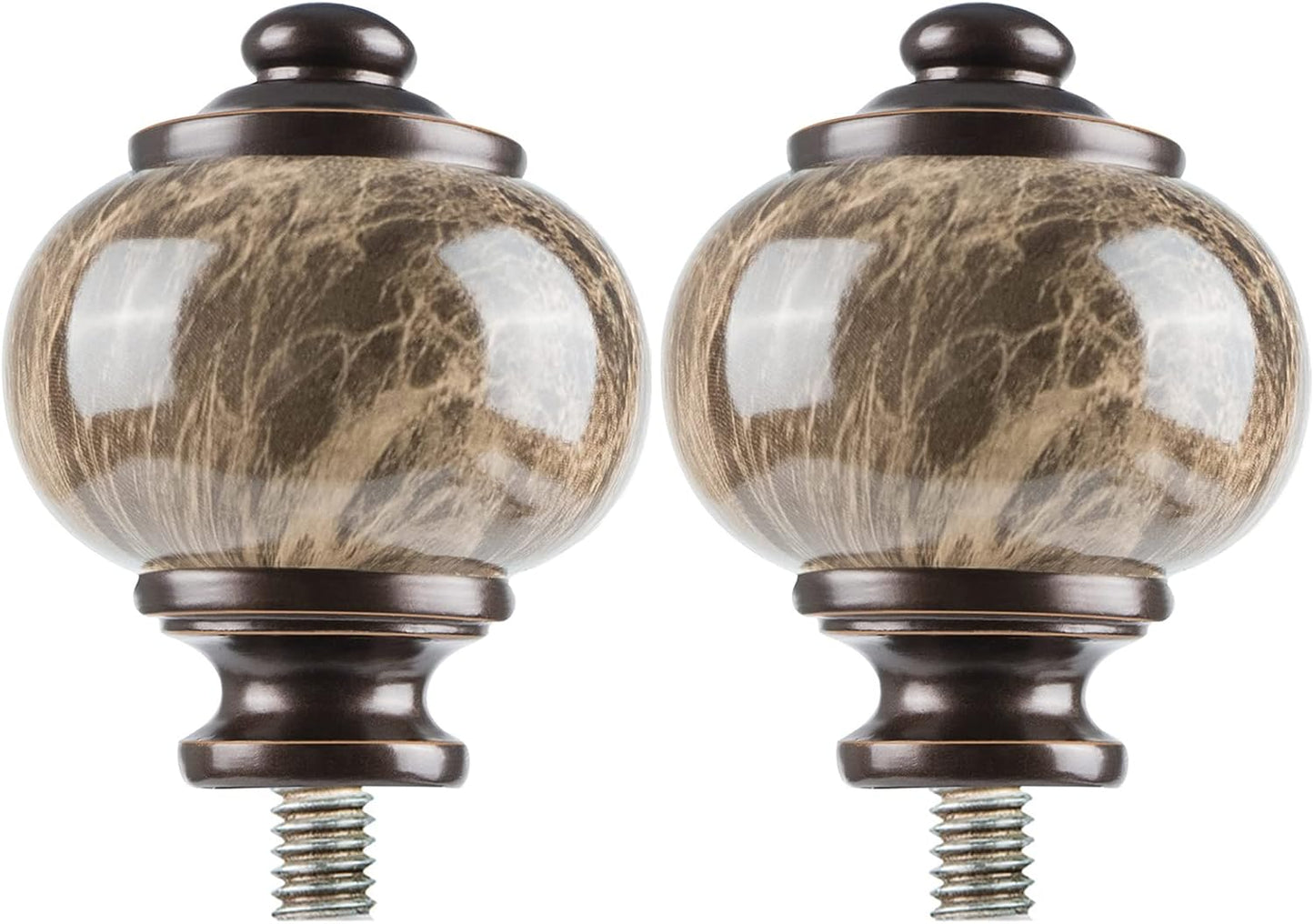 Enhance Your Bronze Curtain Rod: Marbled Finials Set