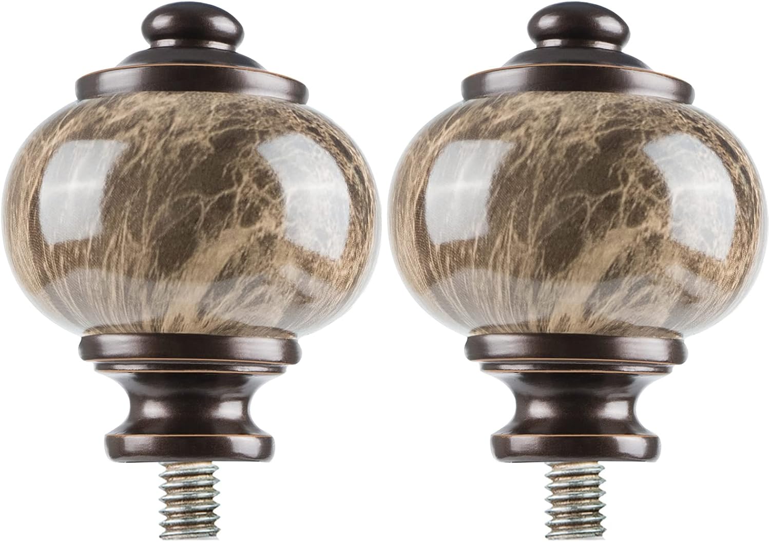 Enhance Your Bronze Curtain Rod: Marbled Finials Set
