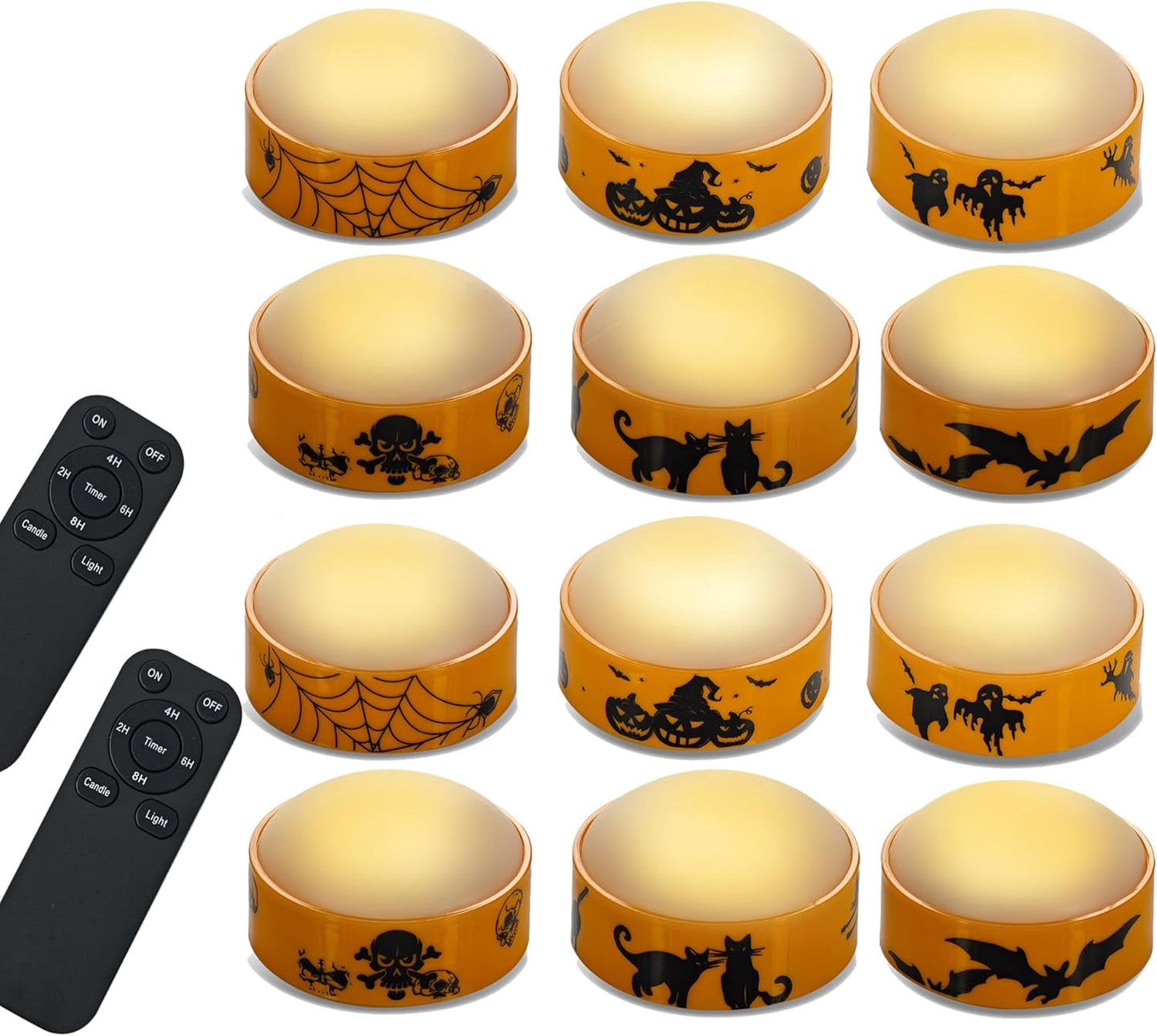 LED Pumpkin Lights for Halloween with Remote Timer - 12 Pack