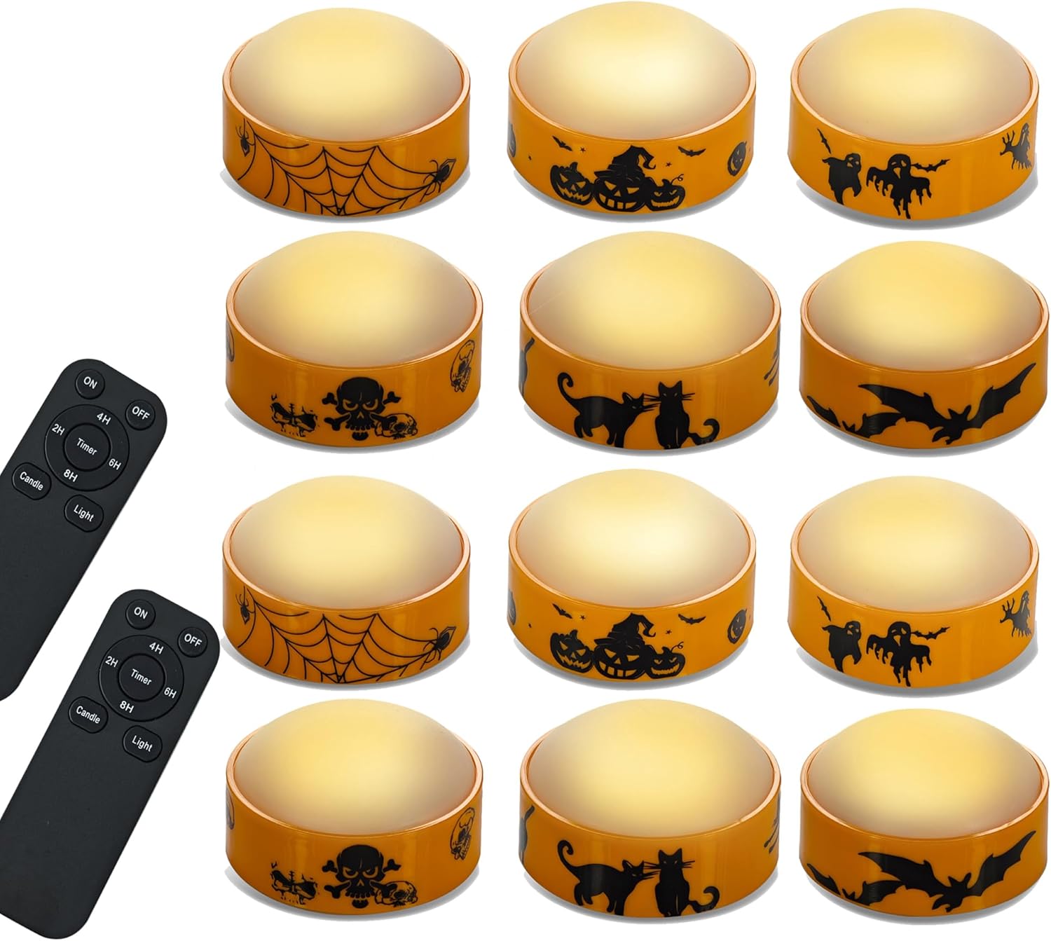 LED Pumpkin Lights for Halloween with Remote Timer - 12 Pack