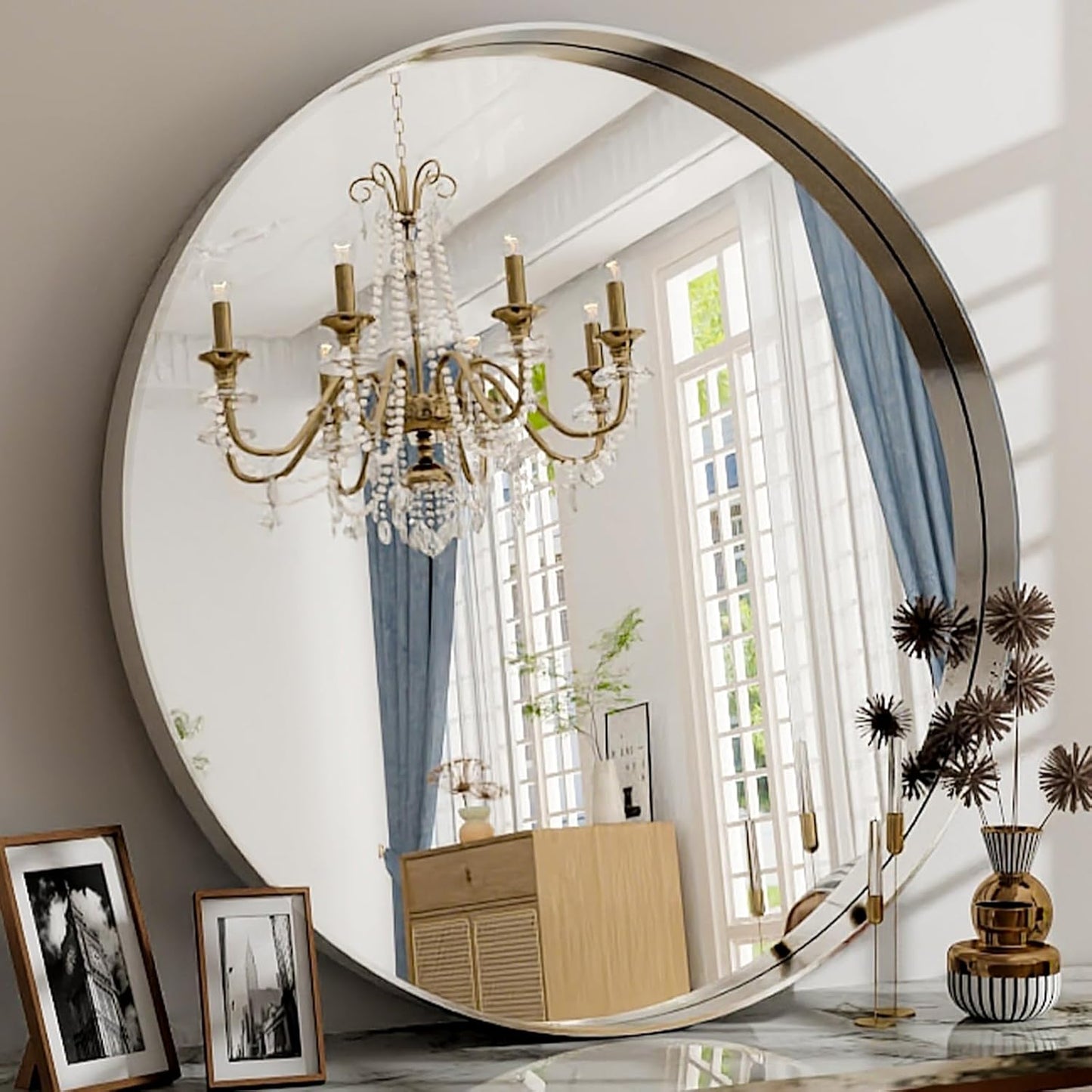 32 Inch Round Wall Mounted Mirror for Modern Home Decor