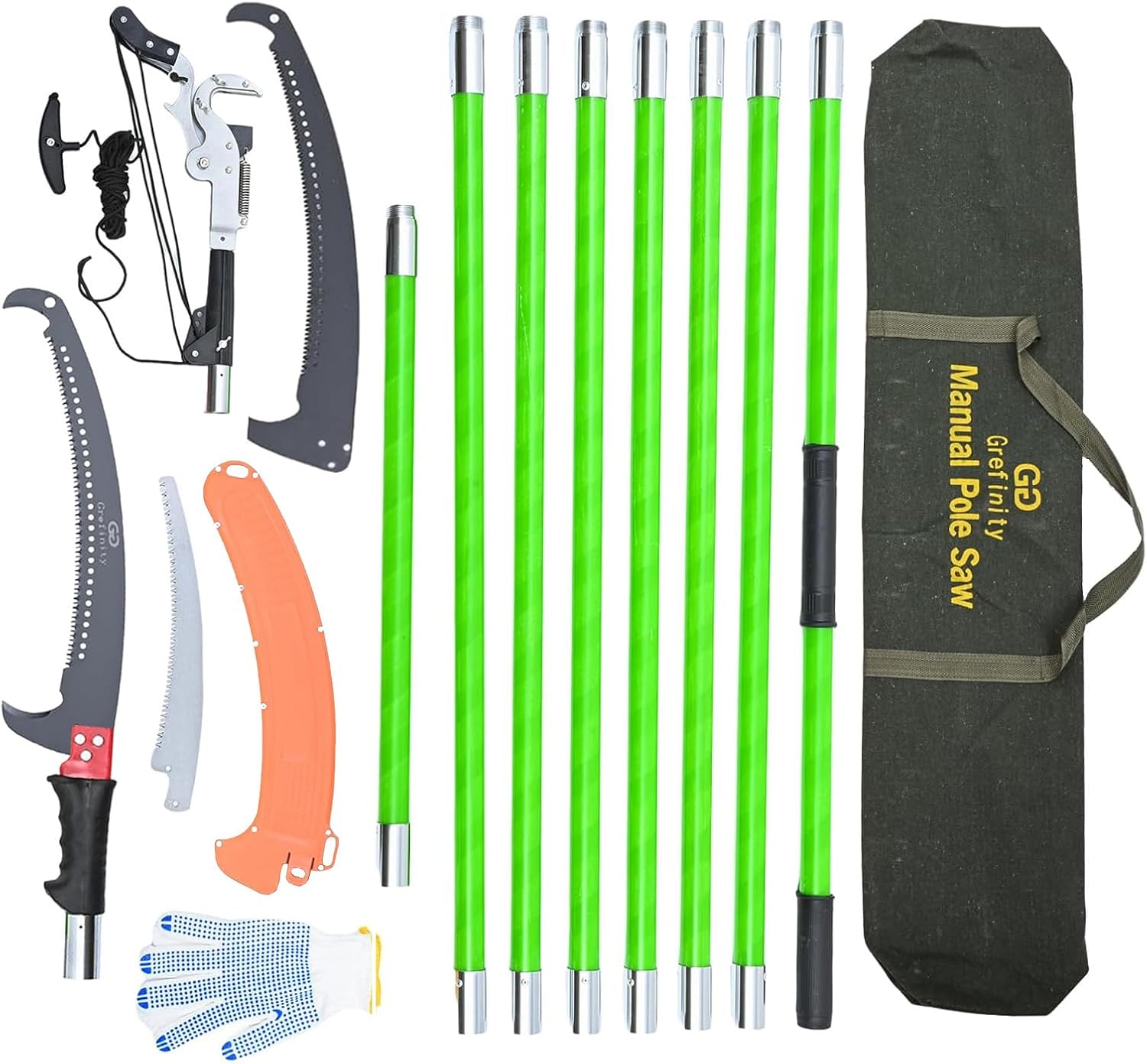 27FT Manual Pole Saw with Heavy-Duty Pruning Scissors for Trees