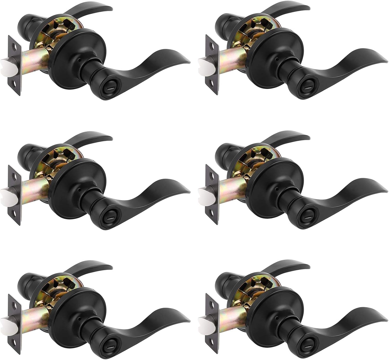 Gobrico Privacy Matte Black Door Levers for Bedroom and Bathroom