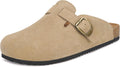Womens Suede Clogs Mens Genuine Leather Mules Cork (Style Z6T2)