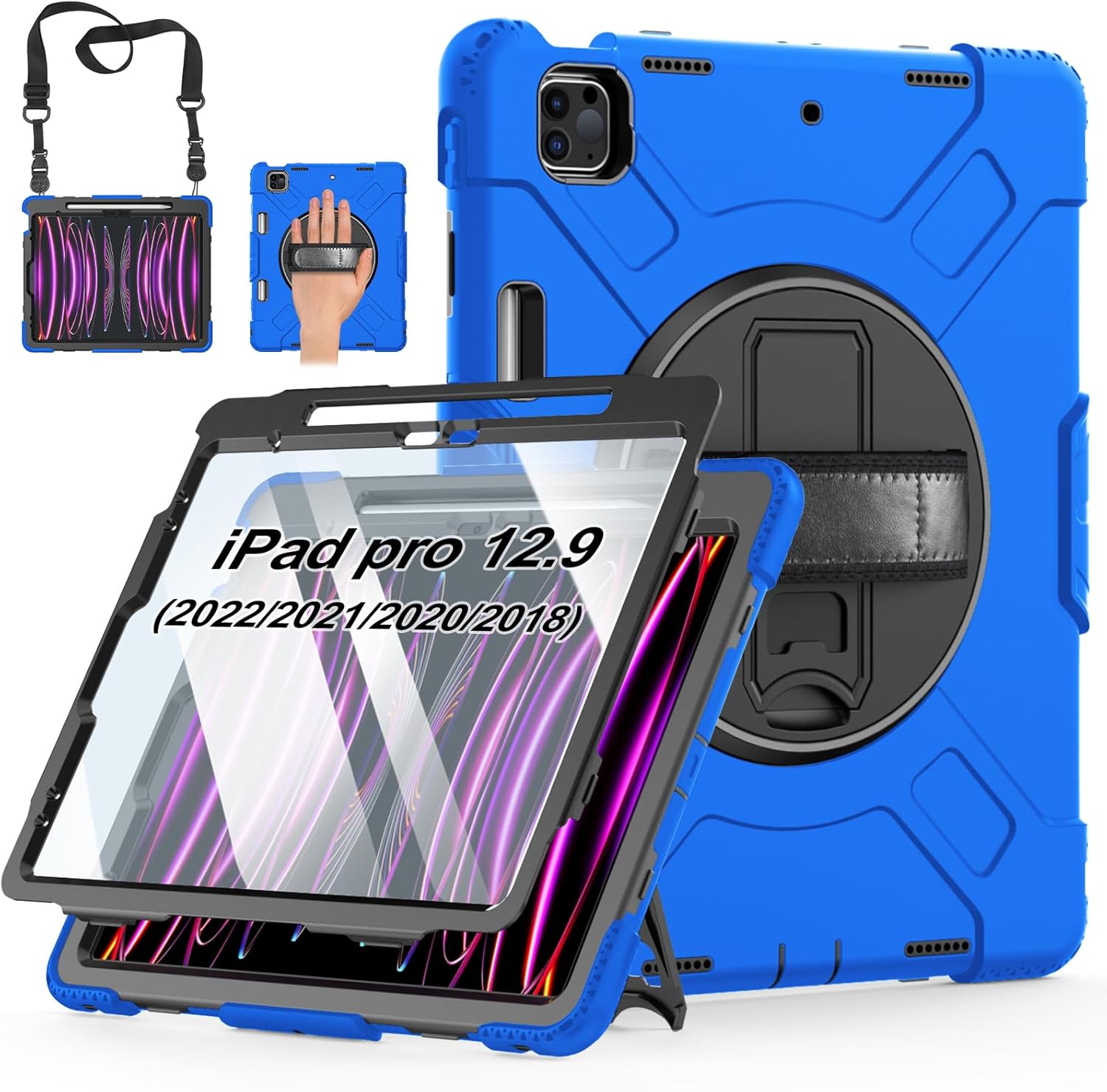 Durable Case for iPad Pro 12.9 with Stand and Pencil Holder