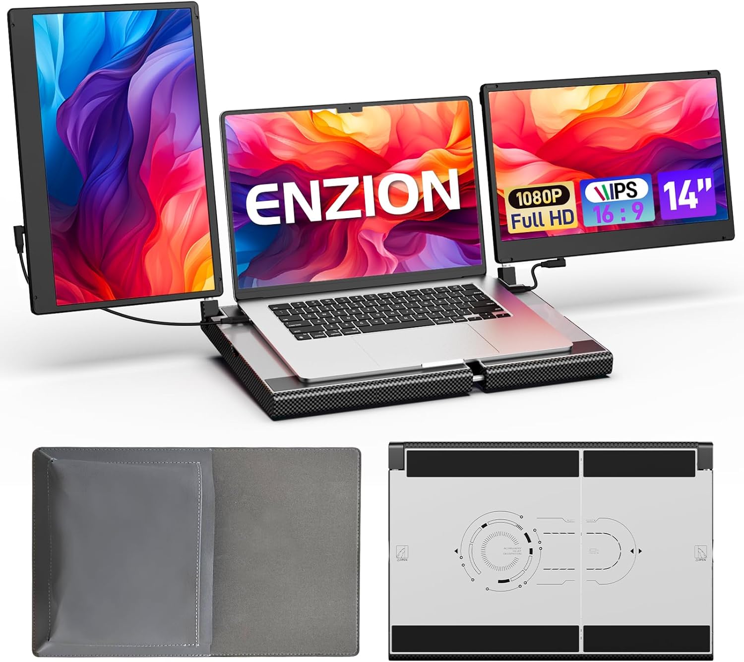 Laptop Screen Extender 14 FHD 1080P Upgrade Cooling Base