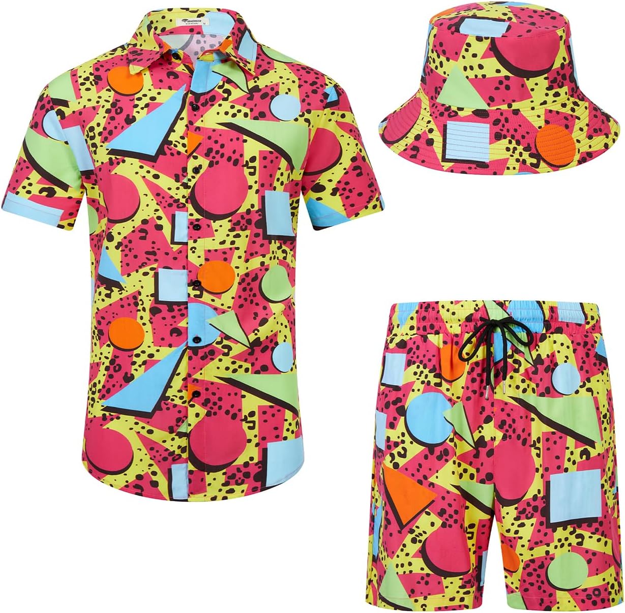 Men's Flower Hawaiian Sets Casual Short Sleeve Shirt and Shorts