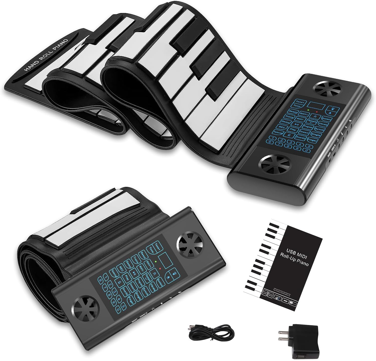 KONIX 61 Keys Roll Up Piano for Beginners with Bluetooth MIDI