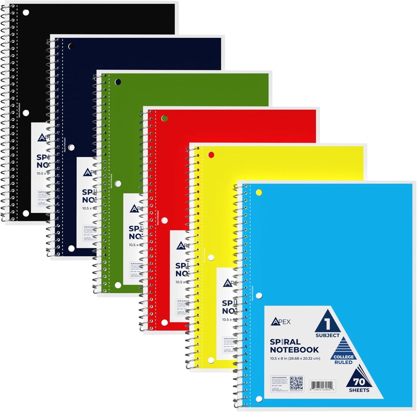 E-CLIPS USA 6 Pack College Ruled Notebooks - Bulk Bundle