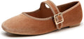 Trary Women's Ballet Flats Square Toe Velvet Mary Jane Shoes it