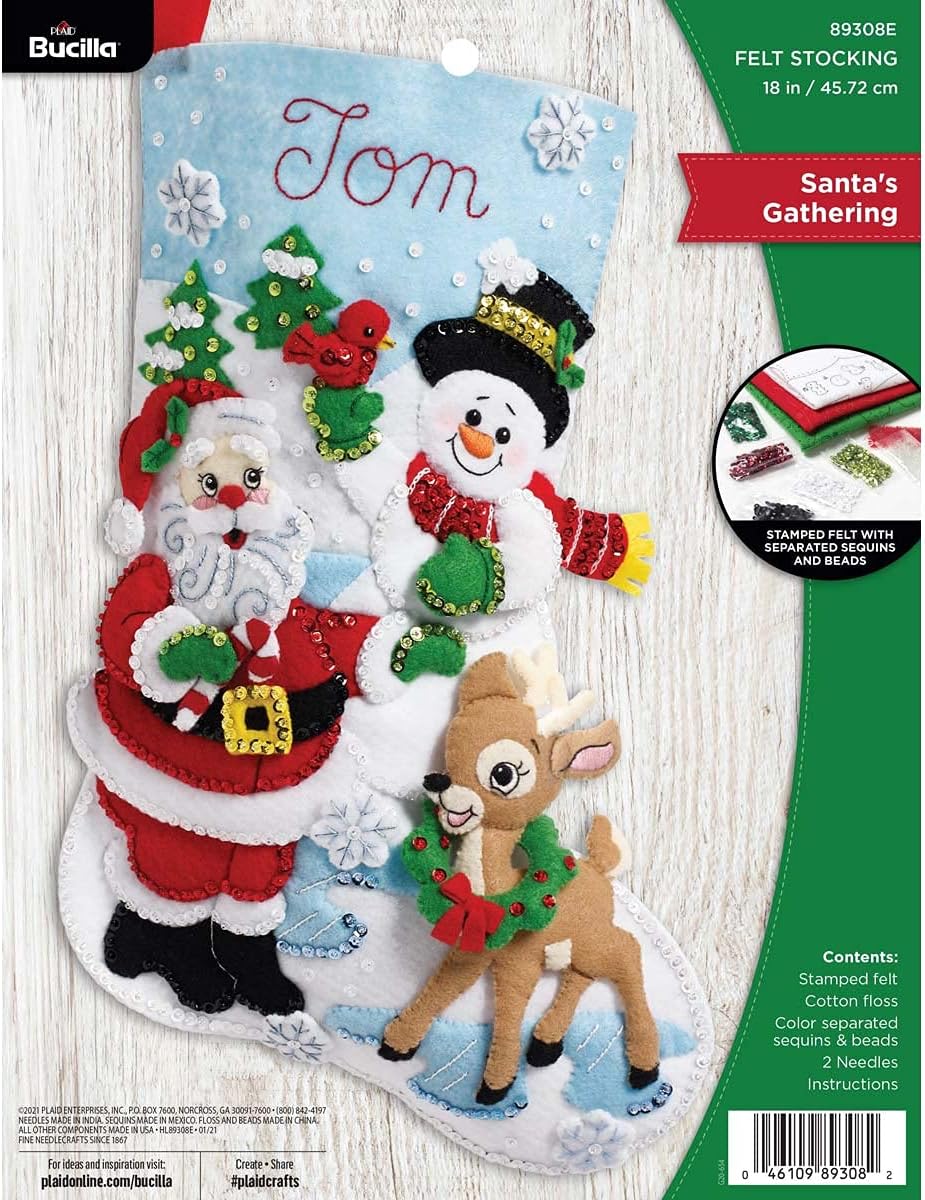 Bucilla Santa's Gathering Felt Applique Christmas Stocking Kit