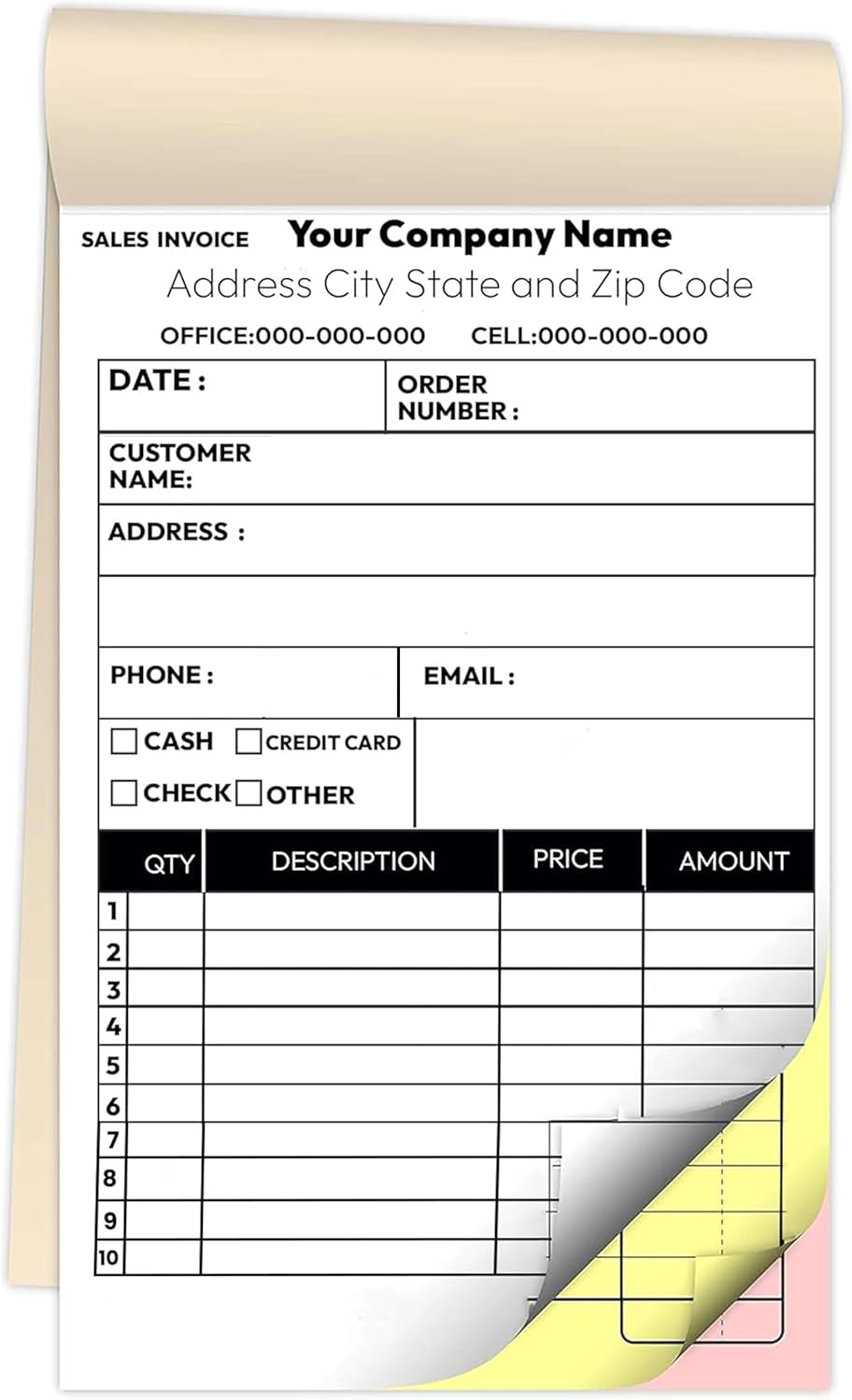 Custom 5.5 X 8.5 Invoice Receipt Book for Small Businesses