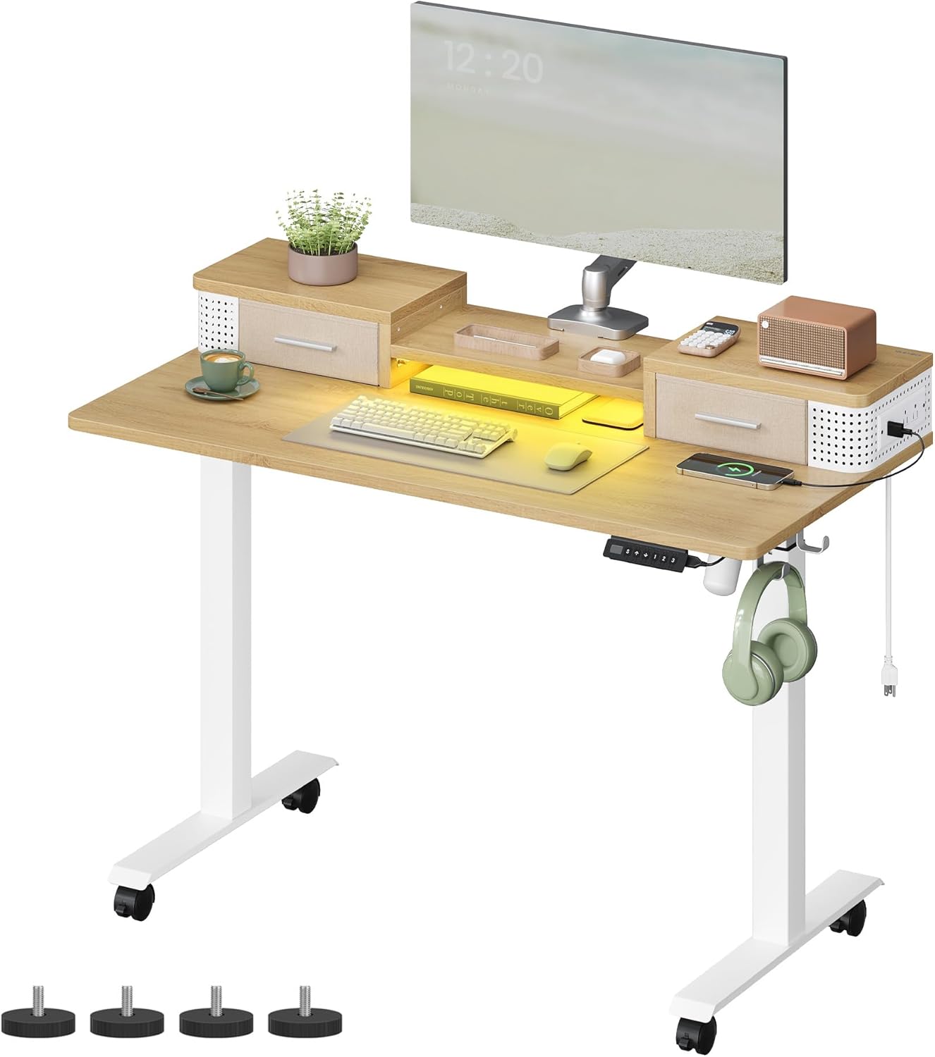 VASAGLE Electric Standing Desk with Drawers and Memory Function