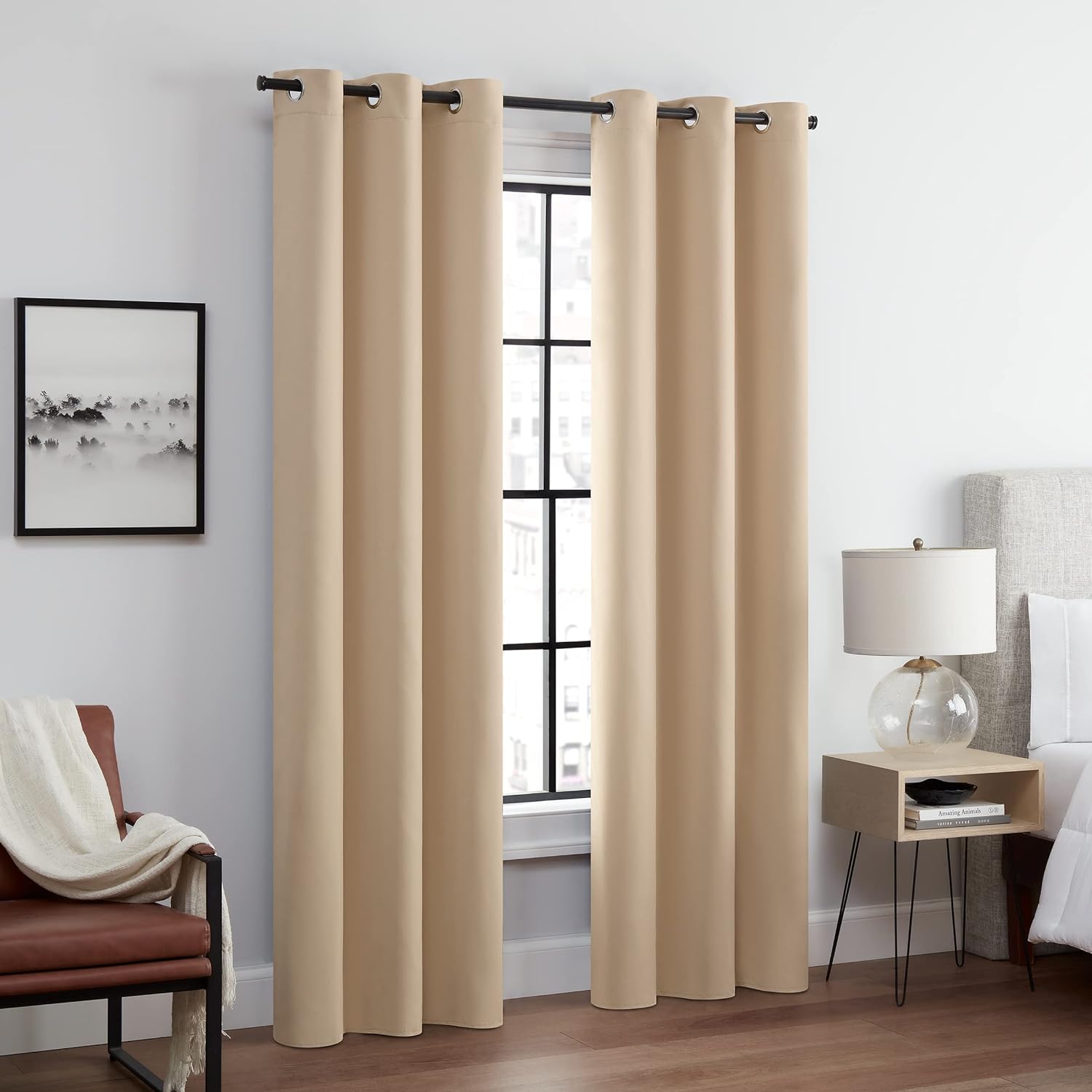 Eclipse Beige Blackout Curtains: 42 x 84 2 Panels