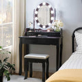 Makeup Vanity Table with 10 LED Lights and Stool - Adjustable
