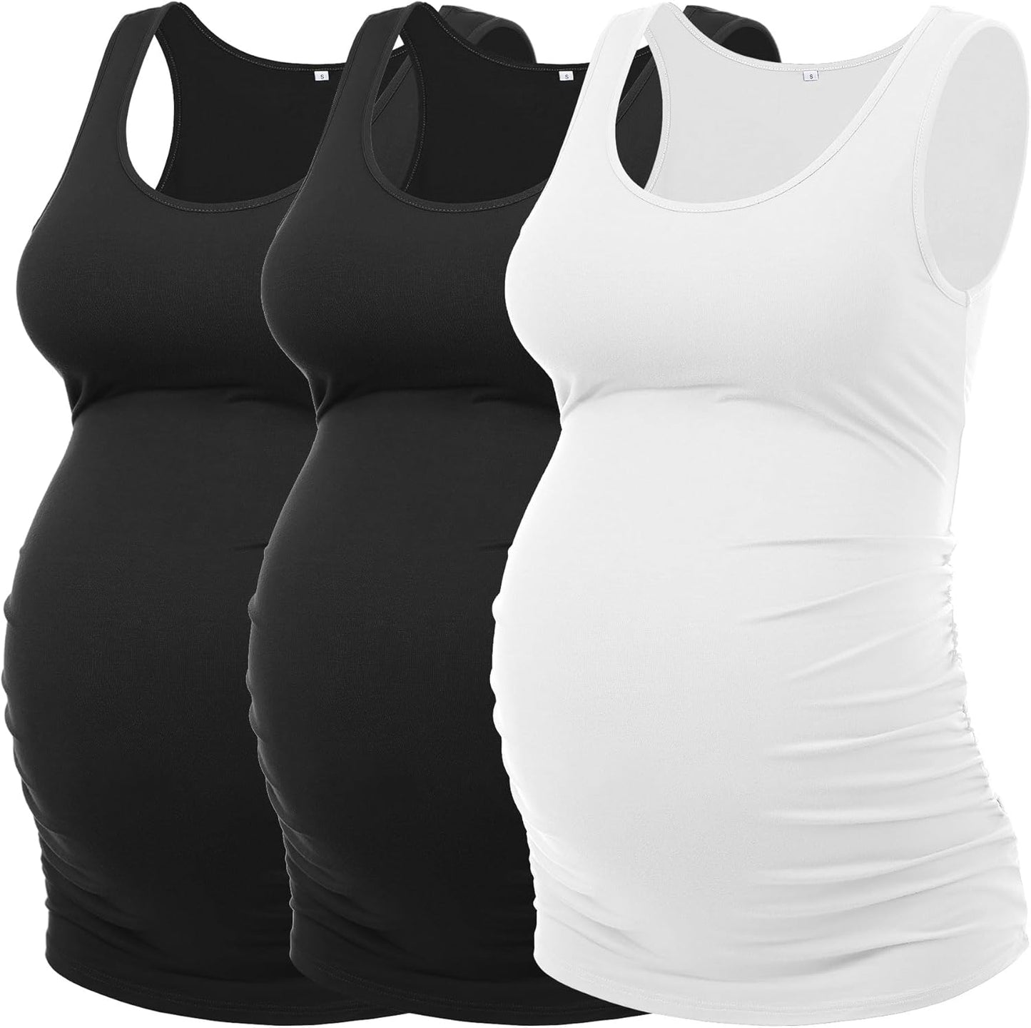 Long Enough to Cover Hip Maternity Side Ruch Tank Tops