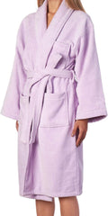 Womens Cotton Terry Cloth Bathrobe Shawl Collar - Plush Spa Robe