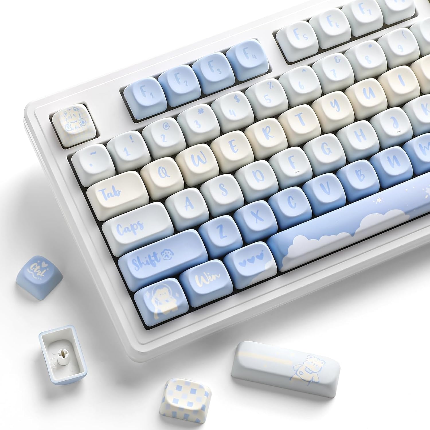 YUNZII 132 Keys MOA Keycaps Set with Cute Bear Design for MX Switches