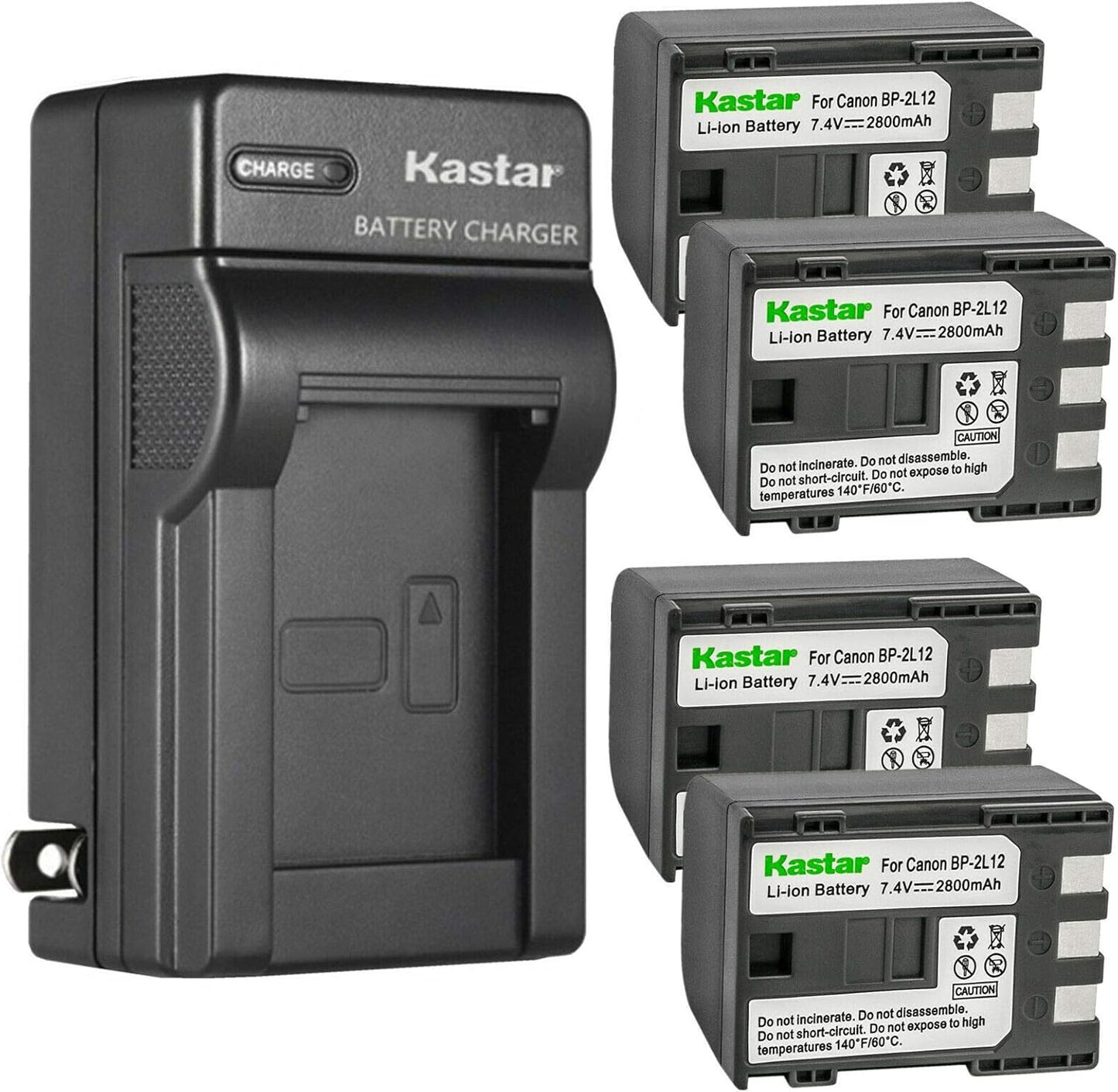 Kastar 4-Pack Battery and AC Wall Charger for Canon Camcorders