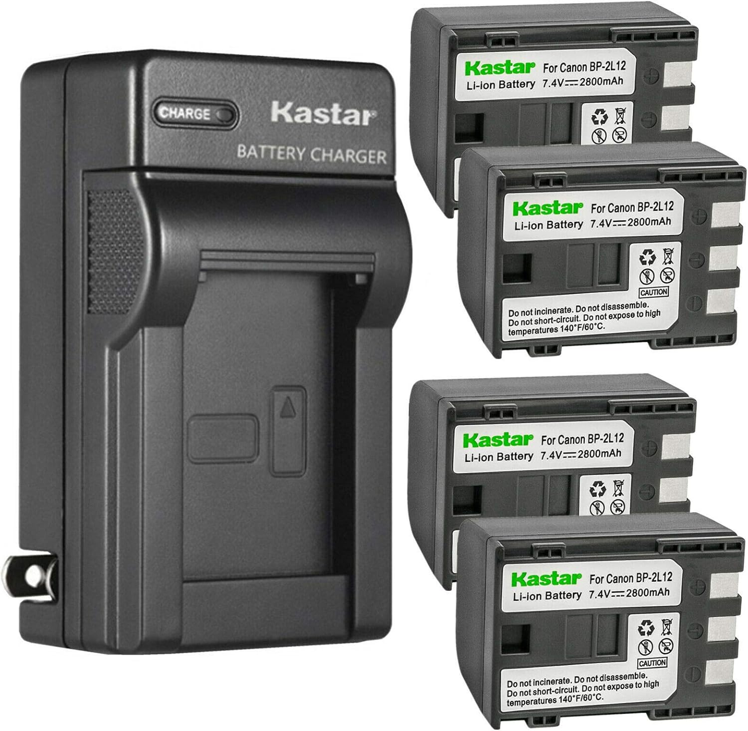 Kastar 4-Pack Battery and AC Wall Charger for Canon Camcorders