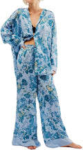 Satin Silk Floral Pajama Set Women 2 Piece - Soft Button Down PJs