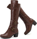 Women's Knee High Boots with Chunky Heel and Pointed Toe (Style RPJG)