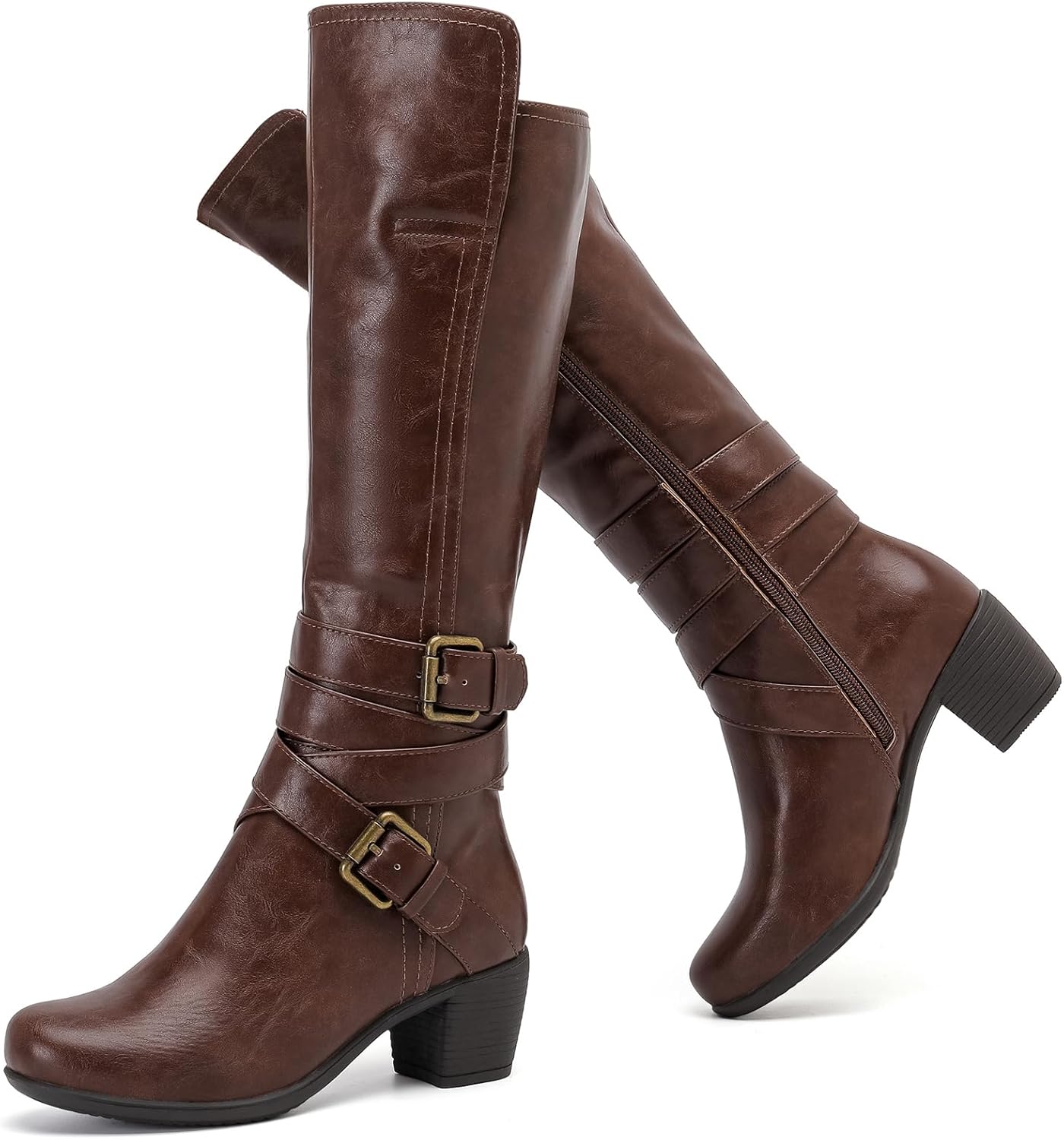 Women's Knee High Boots with Chunky Heel for Fall and Winter