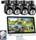 Hiseeu Wireless Security Camera System with 15in LCD Monitor - 5MP PTZ