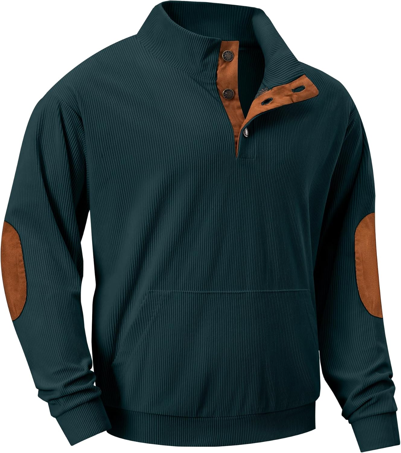 JMIERR Mens Warm Corduroy Sweatshirt with Stand Collar Design