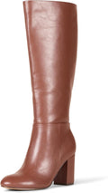 Women's Tall Heel Boot - Faux Calfskin Knee-High Comfort
