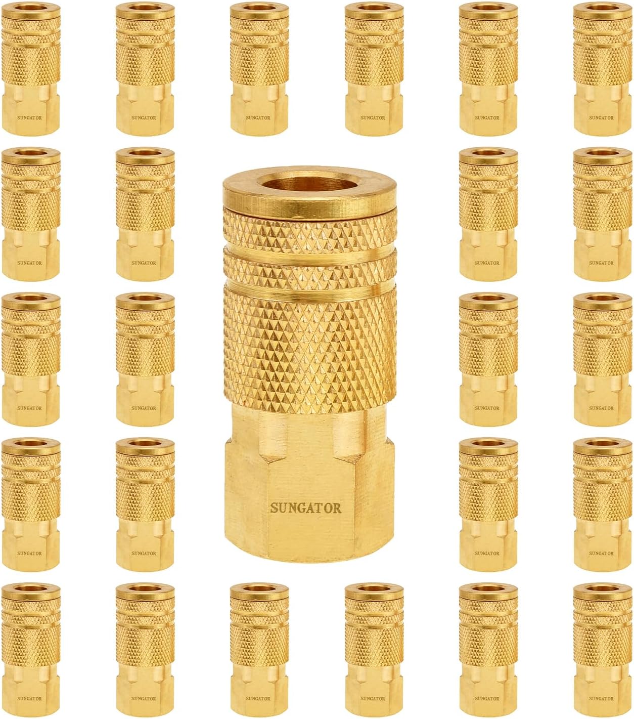 SUNGATOR 25-Pack 1/4 Inch Brass Air Hose Fittings for Professionals