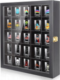 Tutata Shot Glass Display Case - 25 Slot Holder with Door