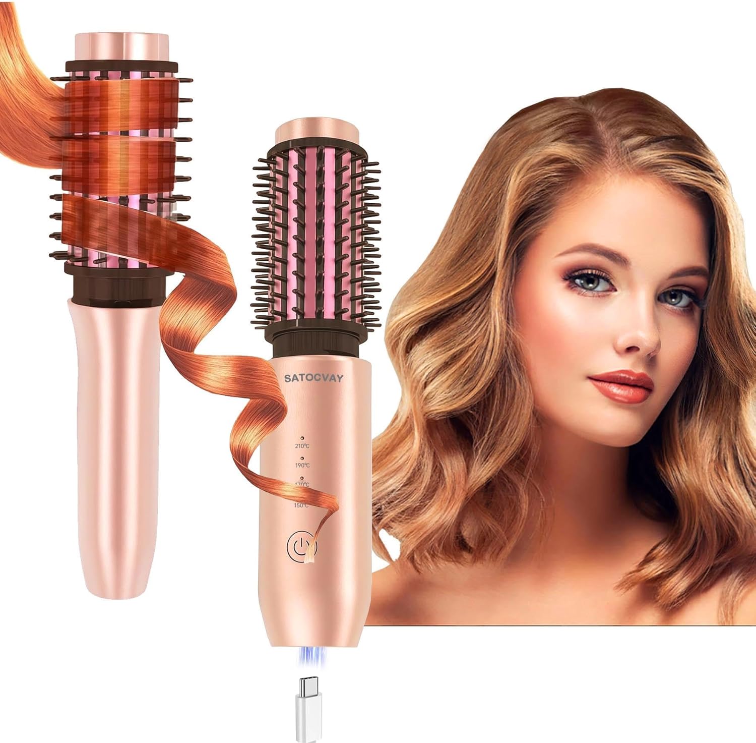 3-in-1 Cordless Curling Iron & Heated Brush for Effortless Styling