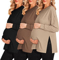 Ekouaer Womens Maternity Shirts 3-Pack - Soft Long Sleeve Tunic