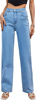 Tsher Womens Mid Waisted Straight Leg Jeans - Comfortable