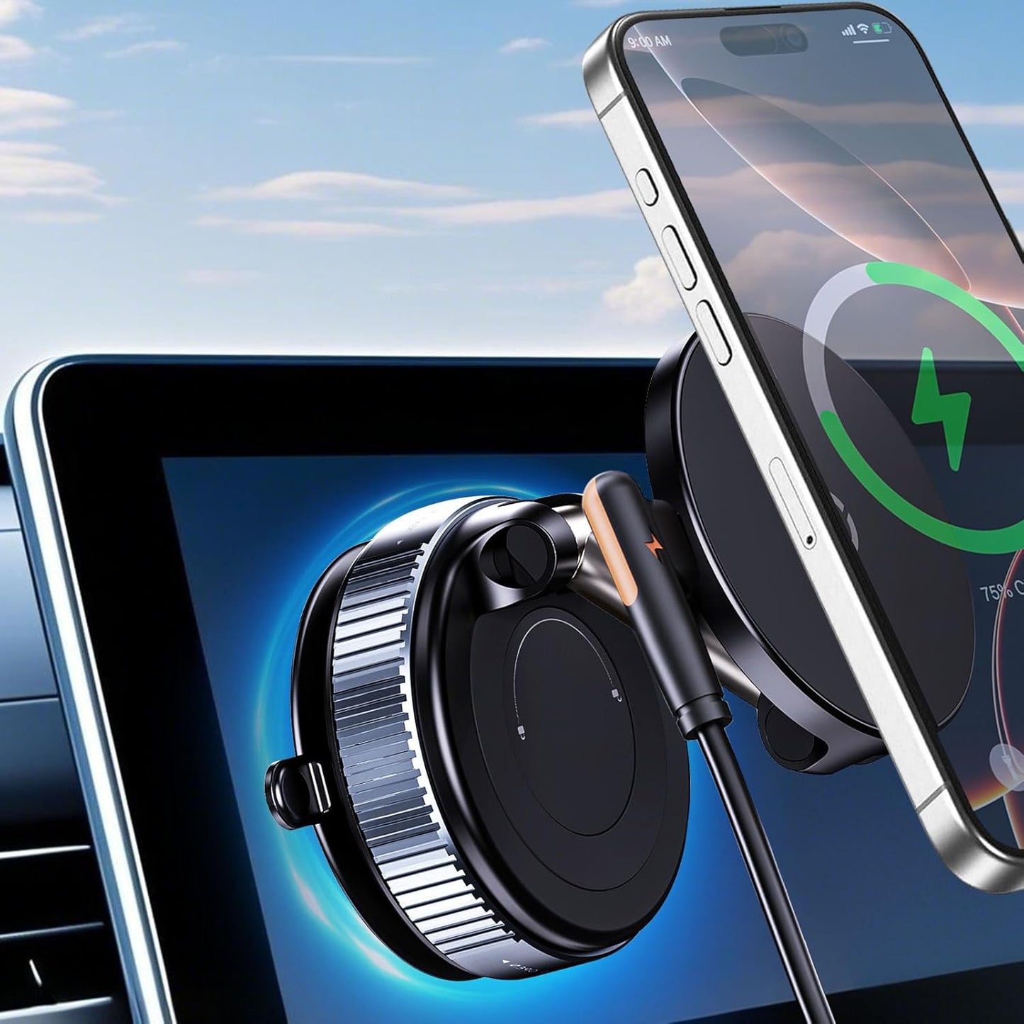 Wireless Charger & Magnetic Phone Holder Combo - Hands-Free Driving!