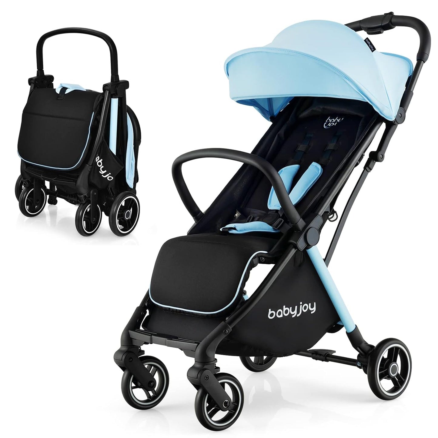 Lightweight Baby Stroller with Adjustable Canopy and Backrest