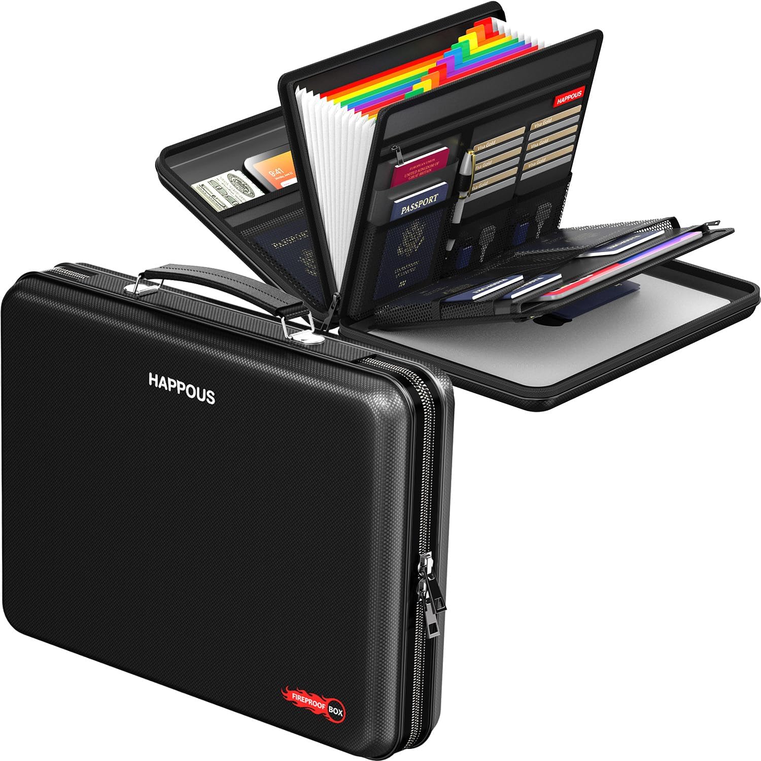 Fireproof Document Organizer with 13 Pockets for Safe Storage