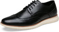 Men's Brogue Oxfords Dress Shoes - Classic Black Leather Look