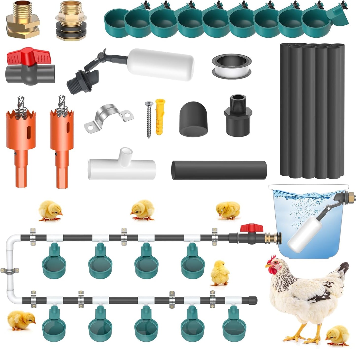 Complete Set Automatic Chicken Waterer System for Fresh Water